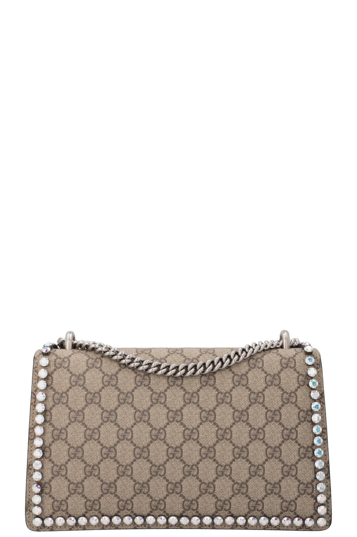 GUCCI Crystals Dionysus Bag Medium GG Suede Black