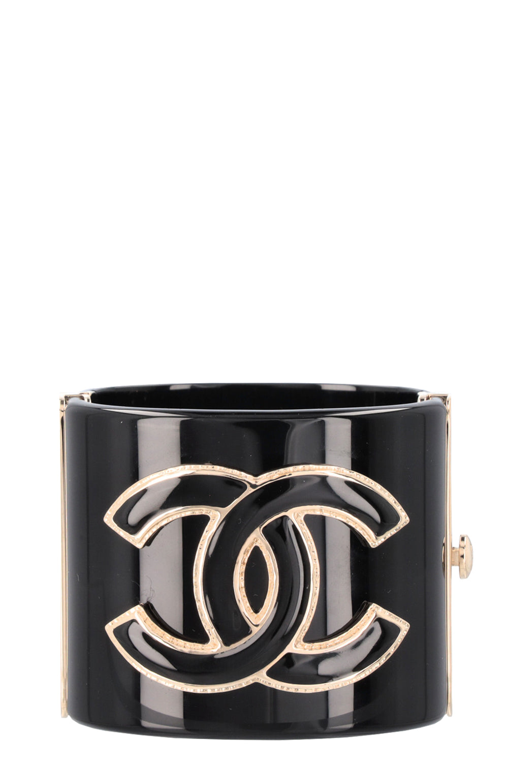 CHANEL 2022 CC Resin Bracelet Two Piece Black White