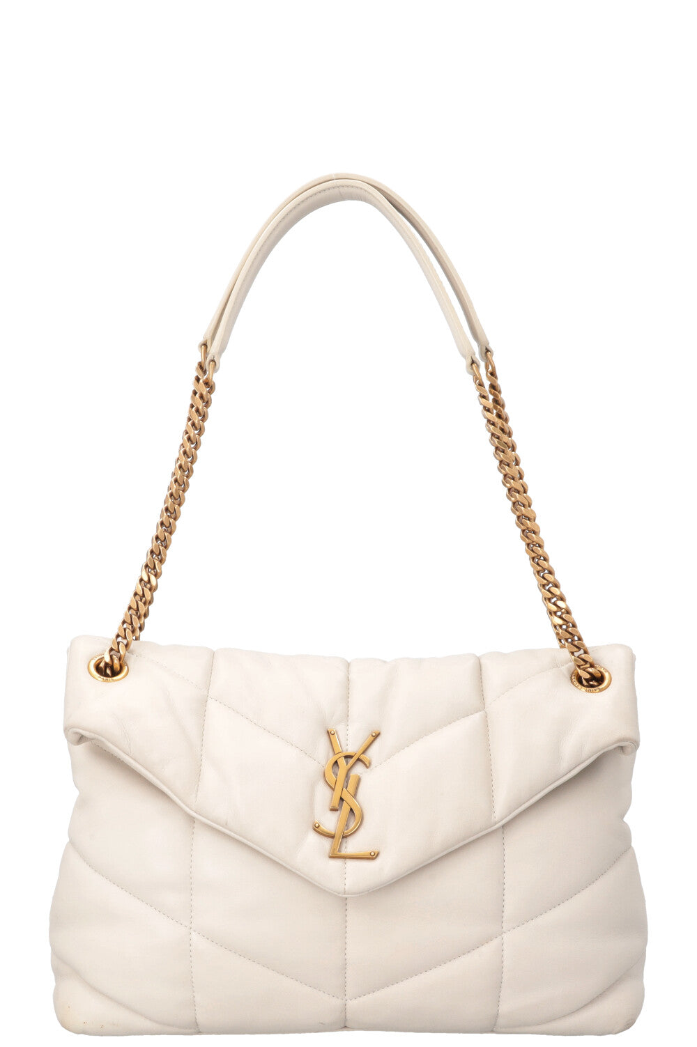 SAINT LAURENT Medium LouLou Puffer Crossbody Bag Ivory