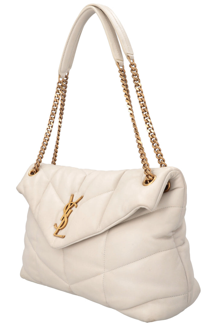 SAINT LAURENT Medium LouLou Puffer Crossbody Bag Ivory