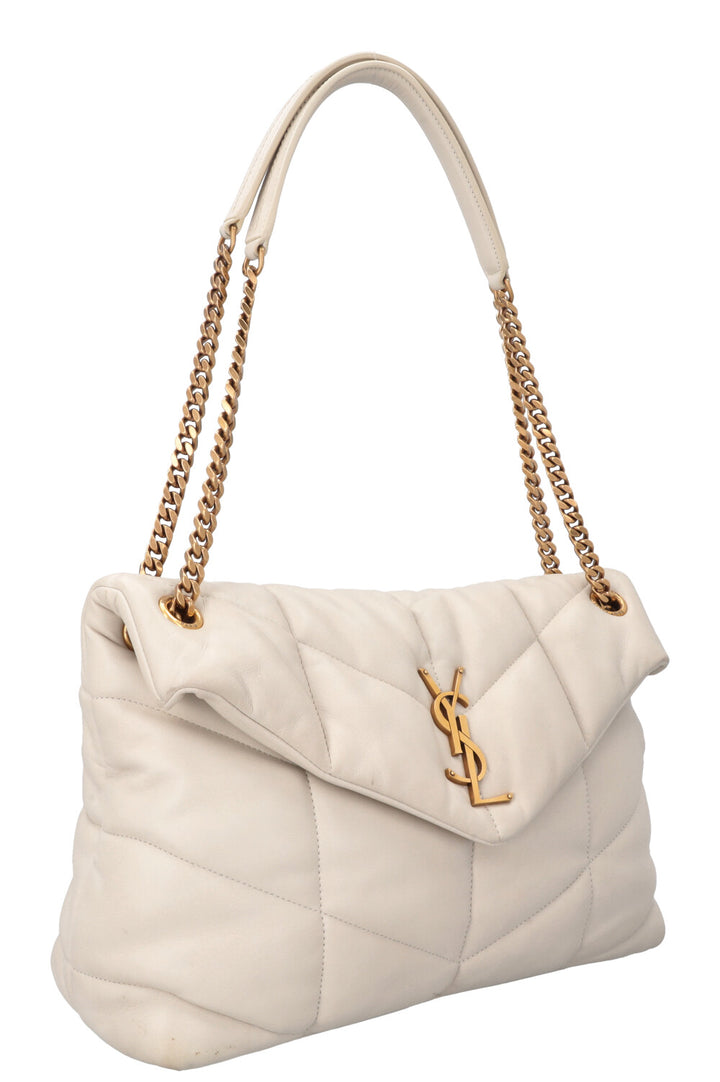 SAINT LAURENT Medium LouLou Puffer Crossbody Bag Ivory