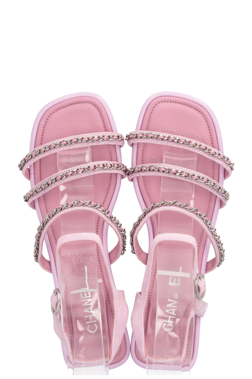 CHANEL Chain Sandals Leather Purple