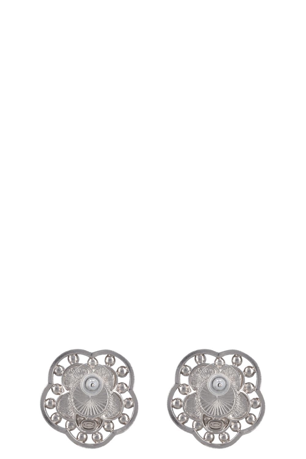 CHANEL CC Earrings Black Silver