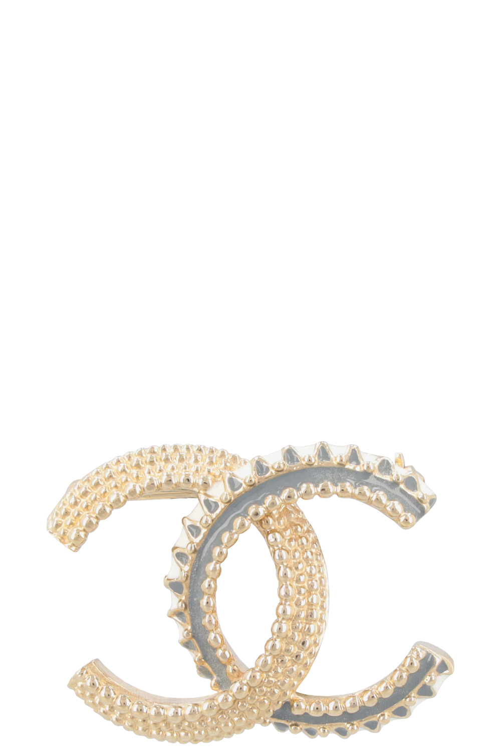 CHANEL CC Enamel Brooch Grey