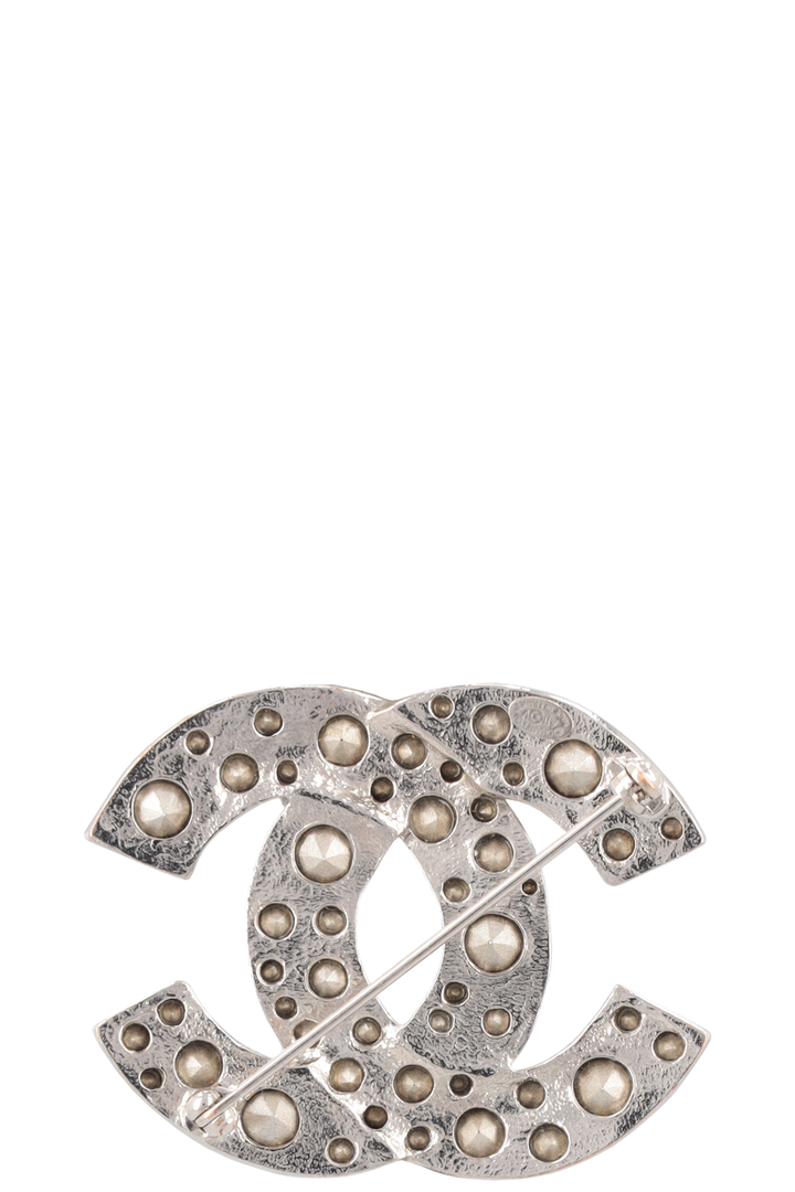 CHANEL 2011 CC Broche Cristal Argent