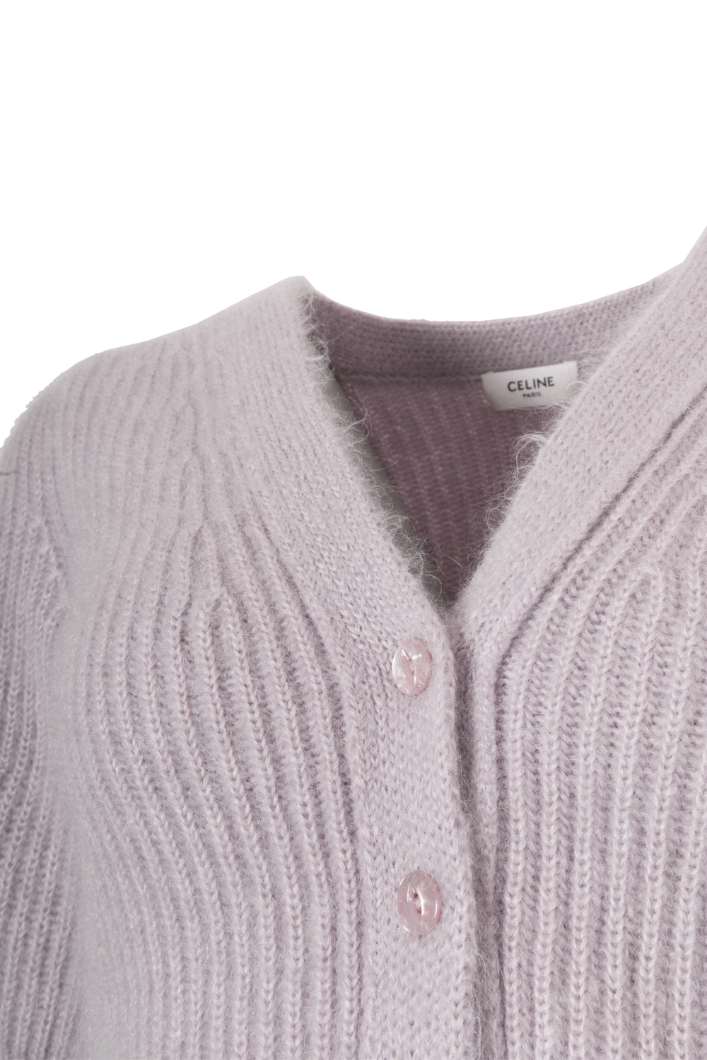 CELINE Knit Cardigan Mohair Silk Lavender