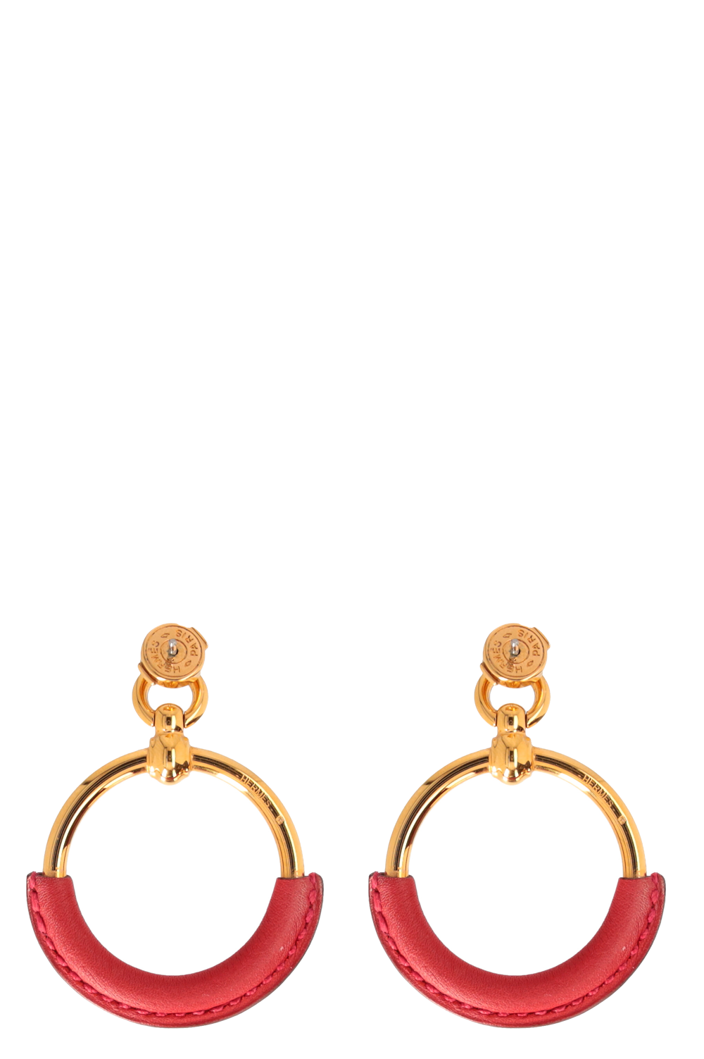 HERMÈS Loop Earring Gold Red