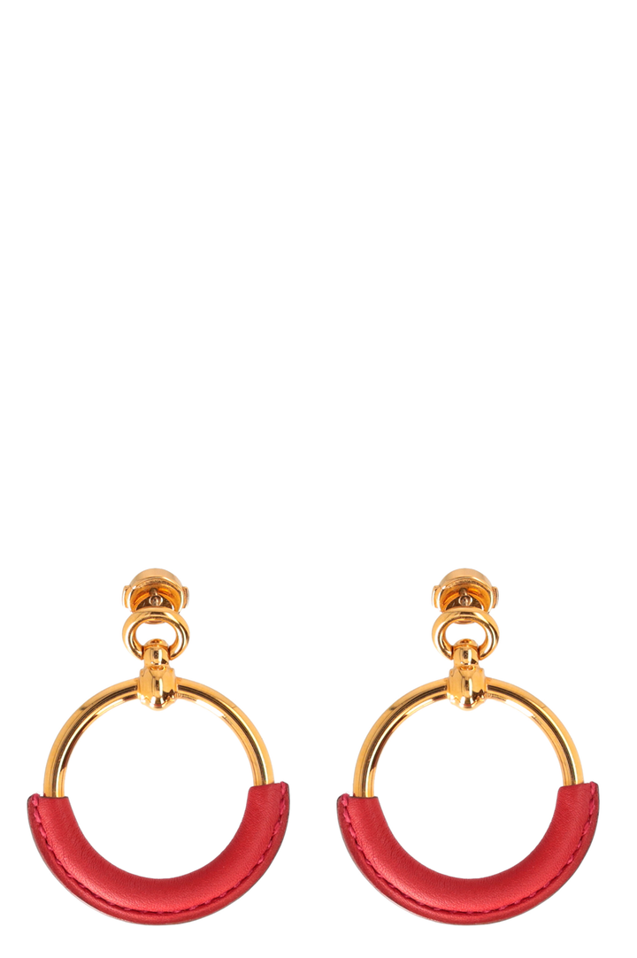 HERMÈS Loop Earring Gold Red