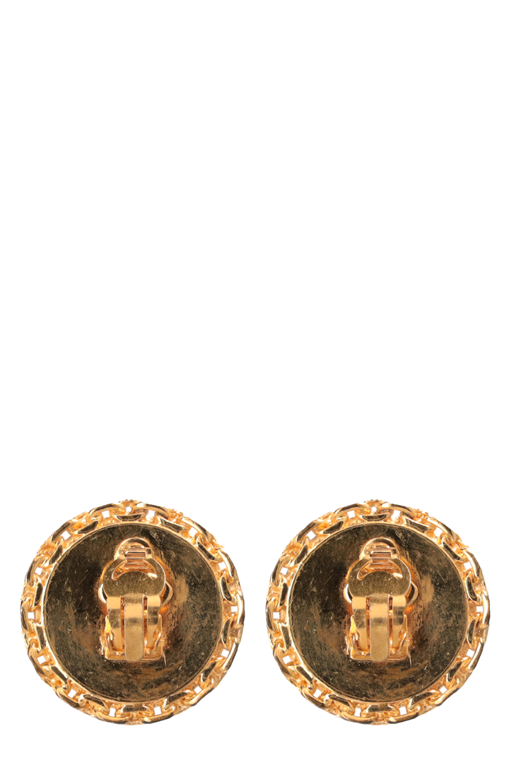 CHANEL CC Clip Earrings Gold Black