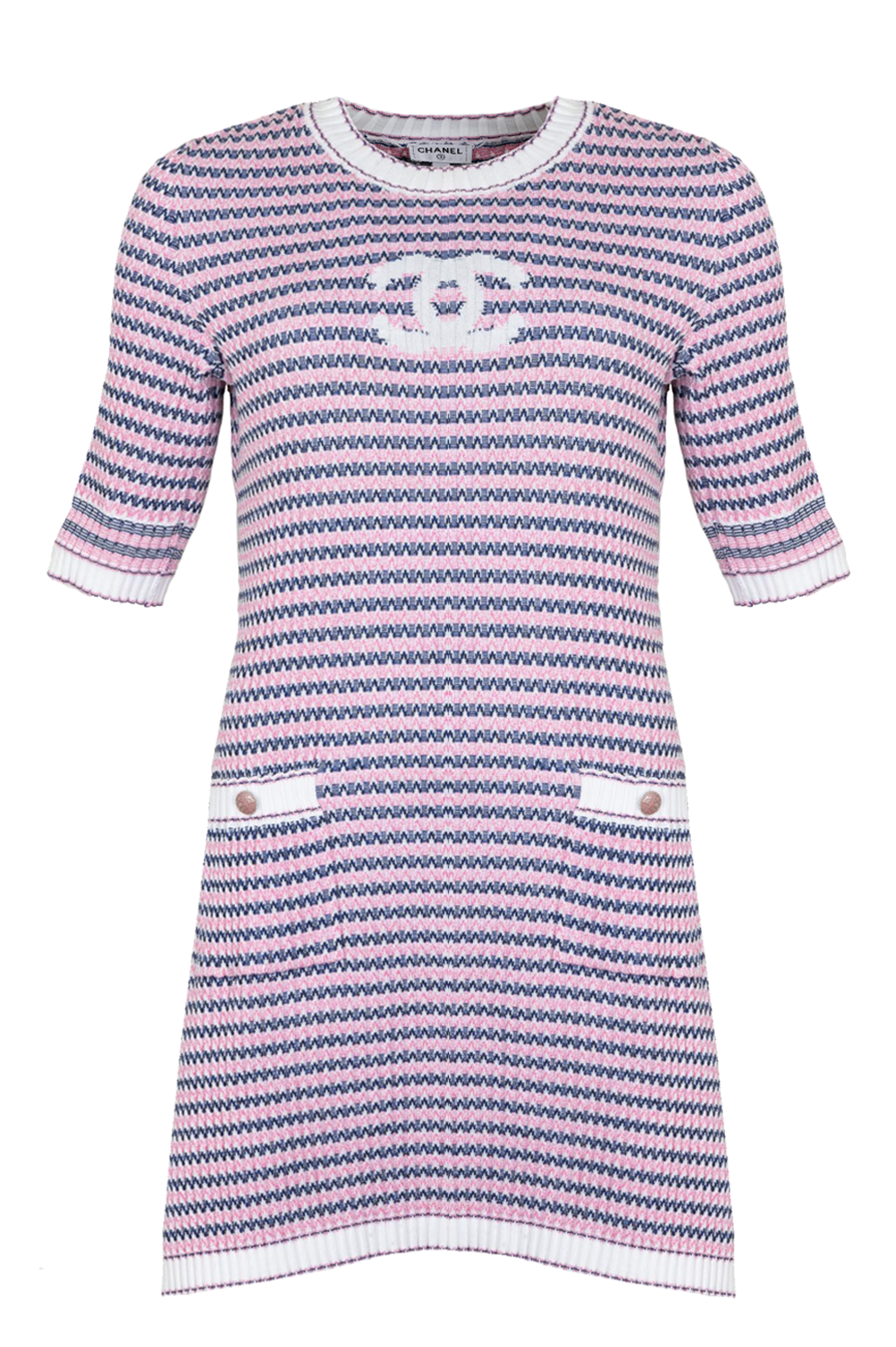 CHANEL CC Dress Cotton Pink Blue 2020