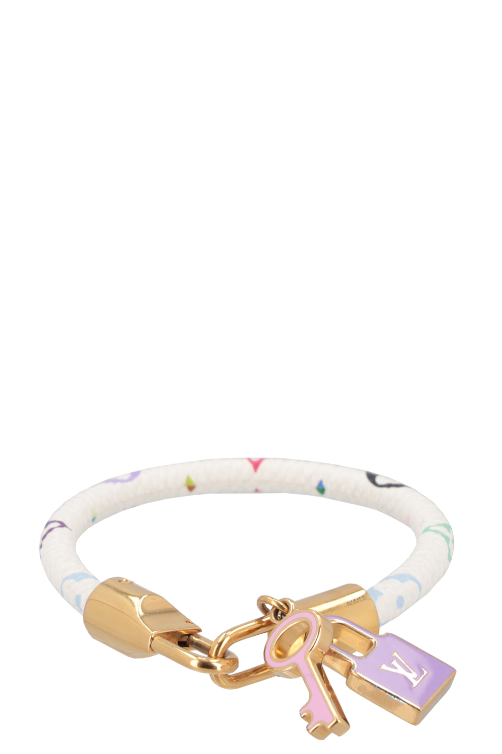 LOUIS VUITTON Lock and Key Bracelet Leather MNG Multicolor