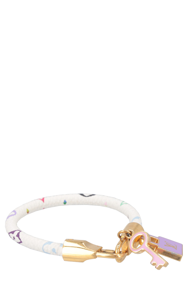 LOUIS VUITTON Lock and Key Bracelet Leather MNG Multicolor