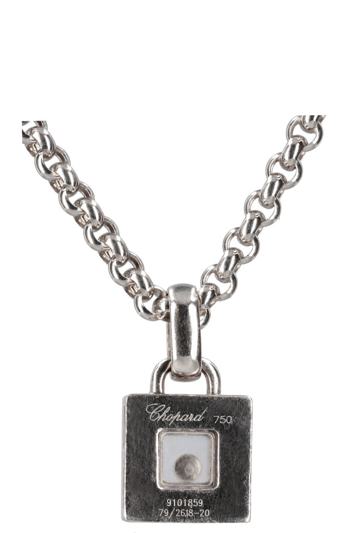 CHOPARD Happy Diamond Square Necklace 18k Whitegold