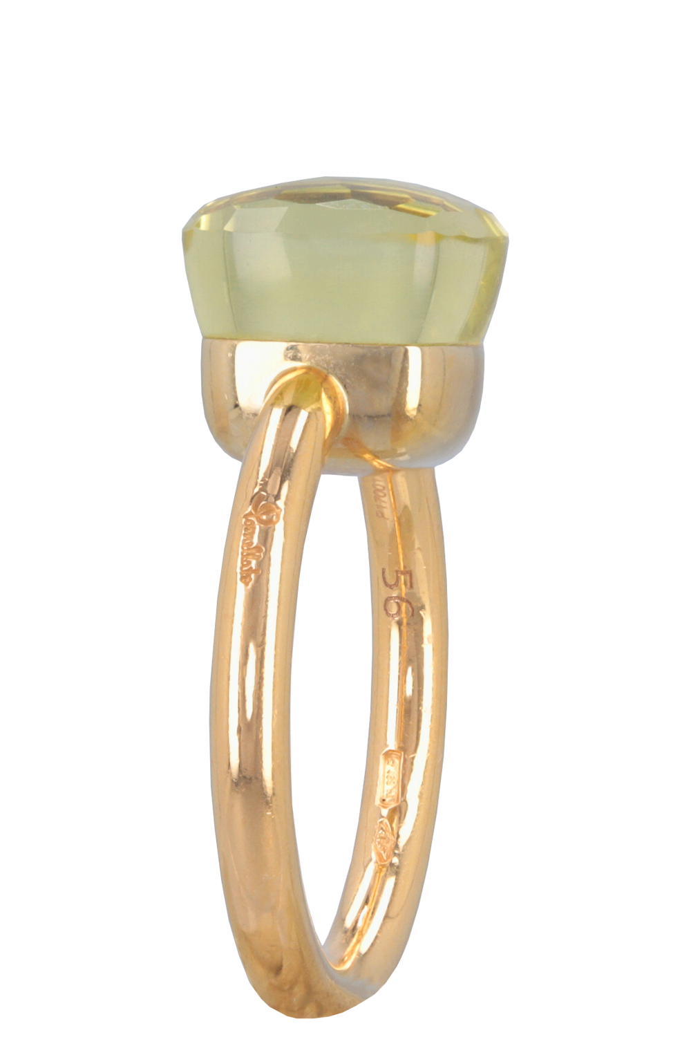 POMELLATO Classic Nudo Ring 18k Rosegold Lemon Quartz