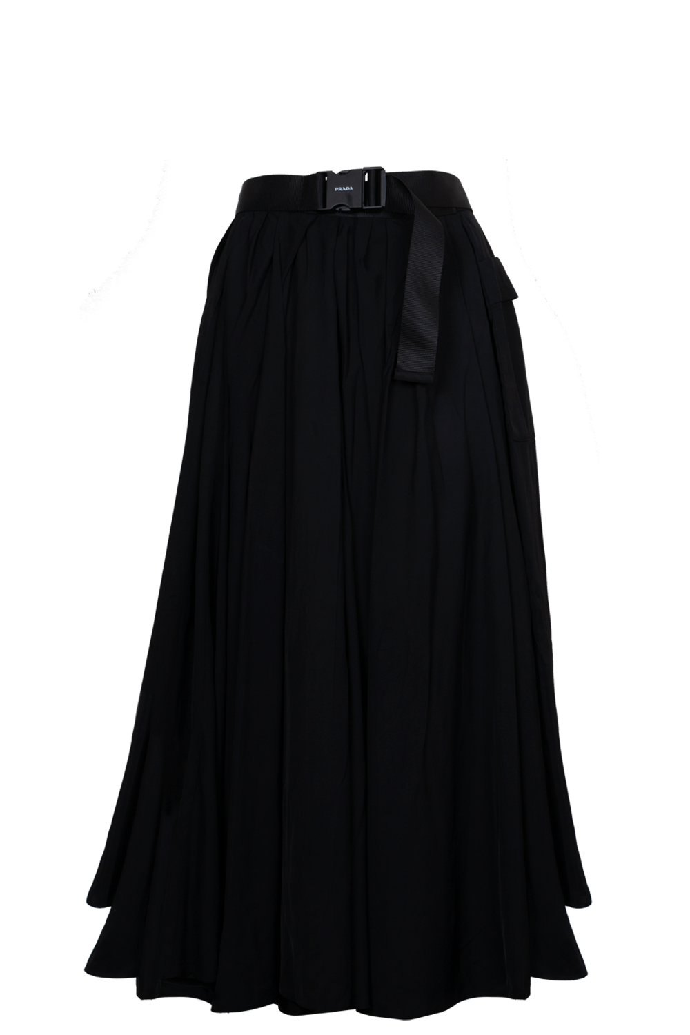 PRADA Re-Nylon Pleated Belted Skirt Black