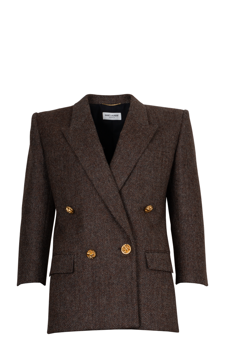 SAINT LAURENT Blazer Jacket Wool Brown