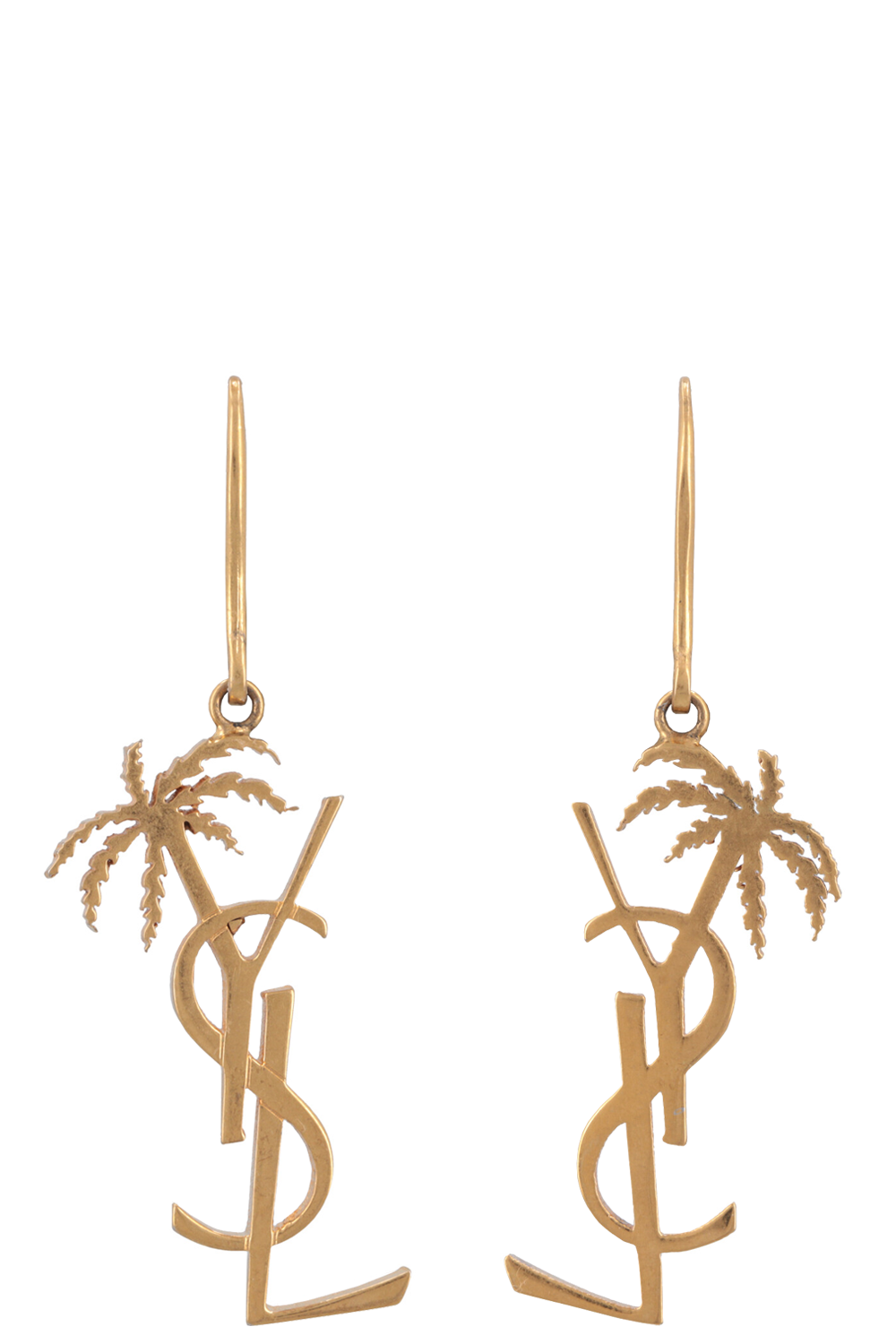 SAINT LAURENT Cassandre Palm Earrings Gold