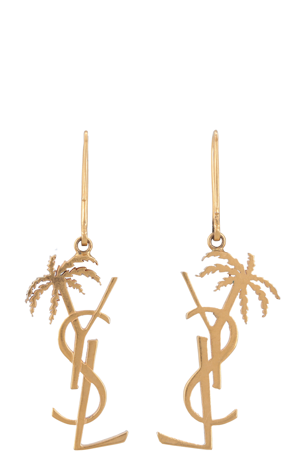 SAINT LAURENT Cassandre Palm Earrings Gold