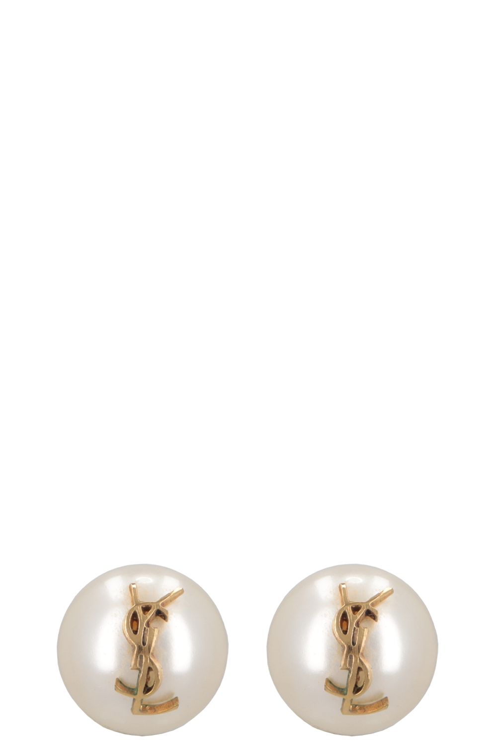 SAINT LAURENT Cassandre Pearl Earrings Gold