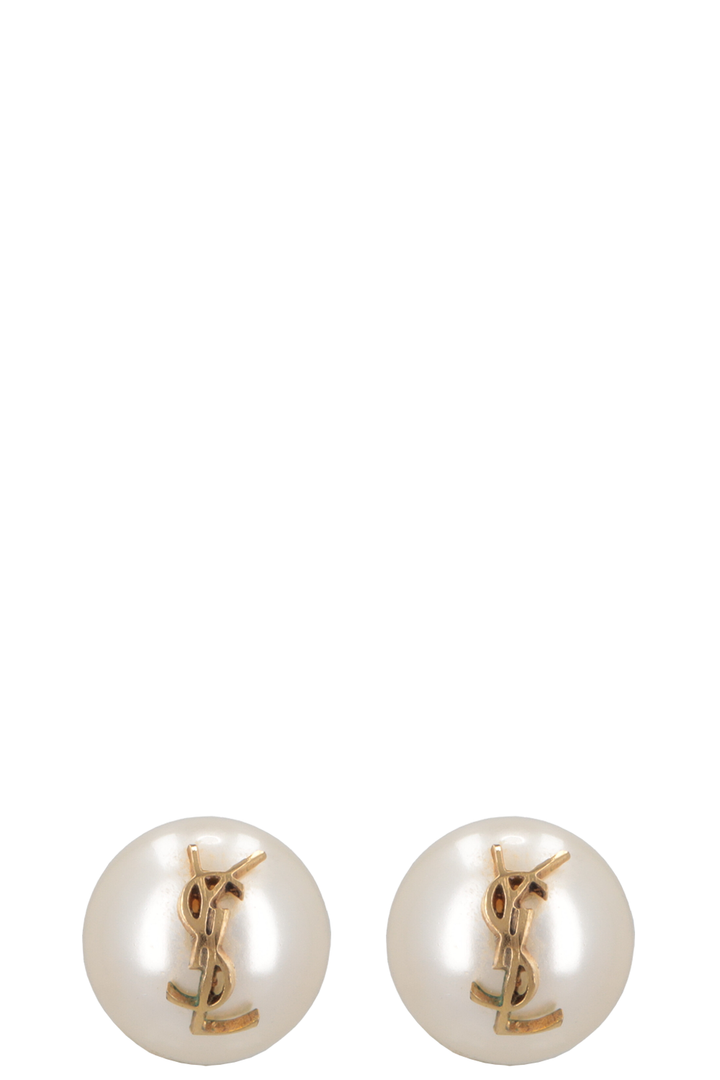 SAINT LAURENT Cassandre Pearl Earrings Gold