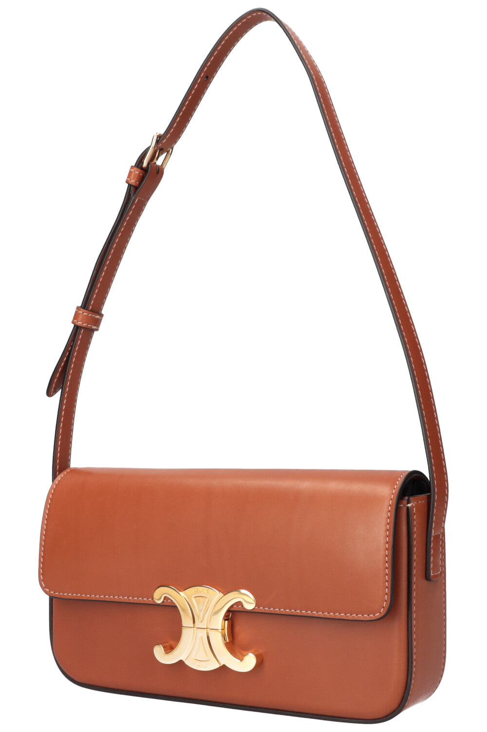 CELINE Triomphe Shoulder Bag Brown Tan