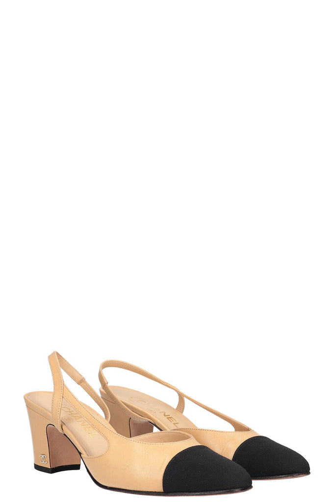 Chanel, beige slingback heels - Unique Designer Pieces