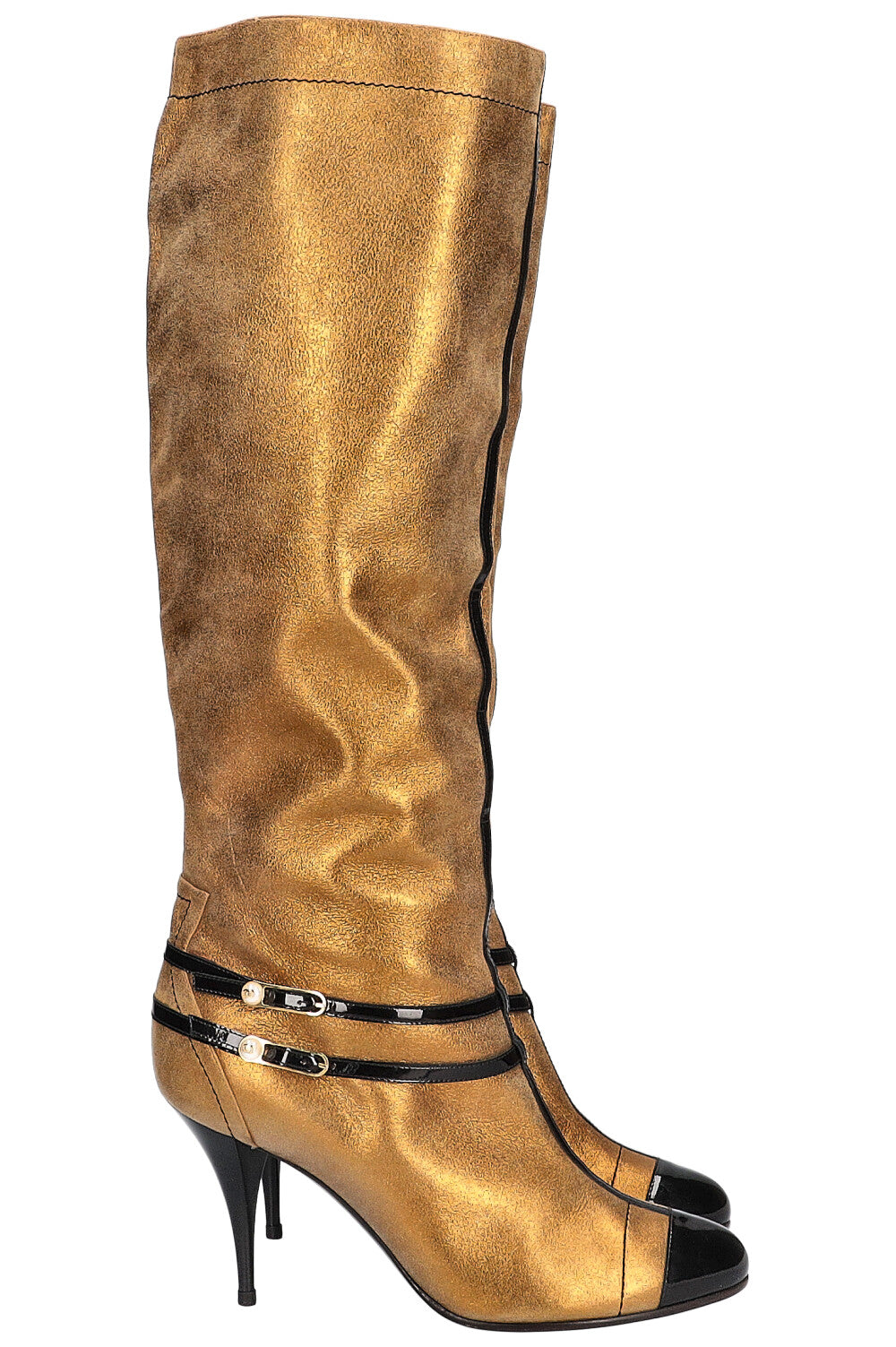 Gold chanel boots online