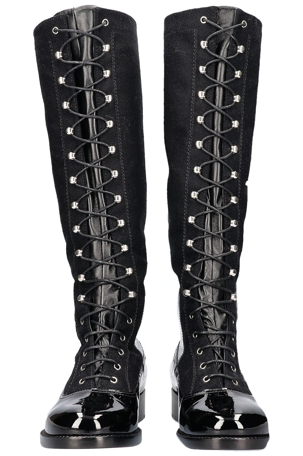 Chanel Leather Lace Up Boots  Chanel combat boots Boots Chanel boots