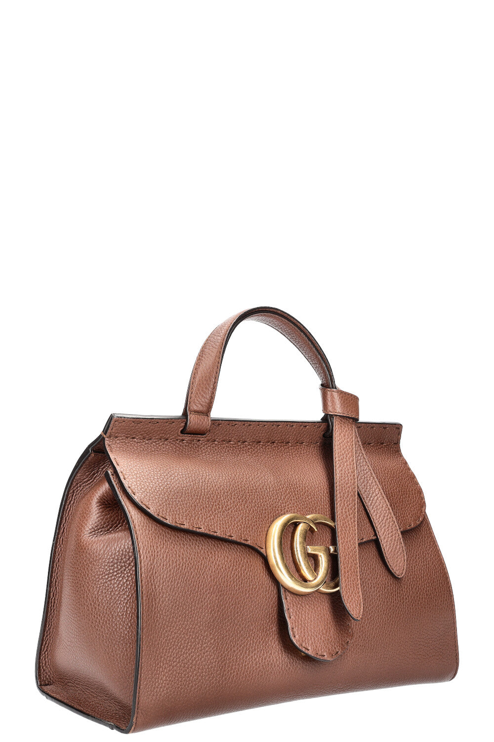 Gucci GG Marmont Leather Top Handle Bag - Nut Brown Leather