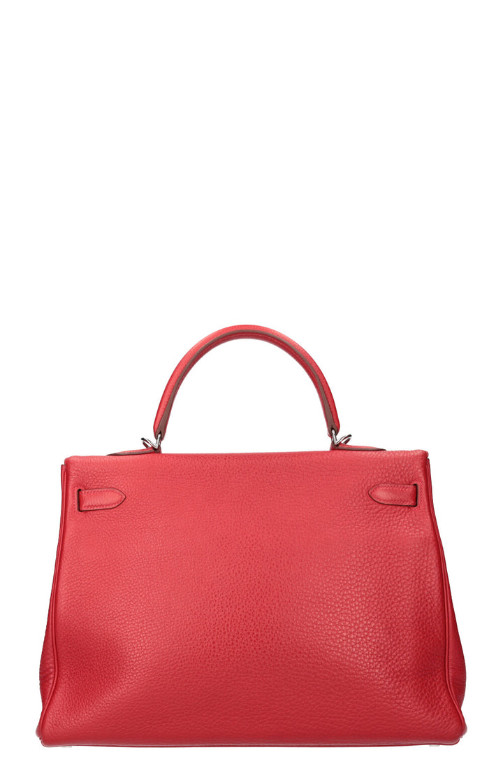 HERMÈS Sac Kelly 35 Palladium Hardware Togo Rouge