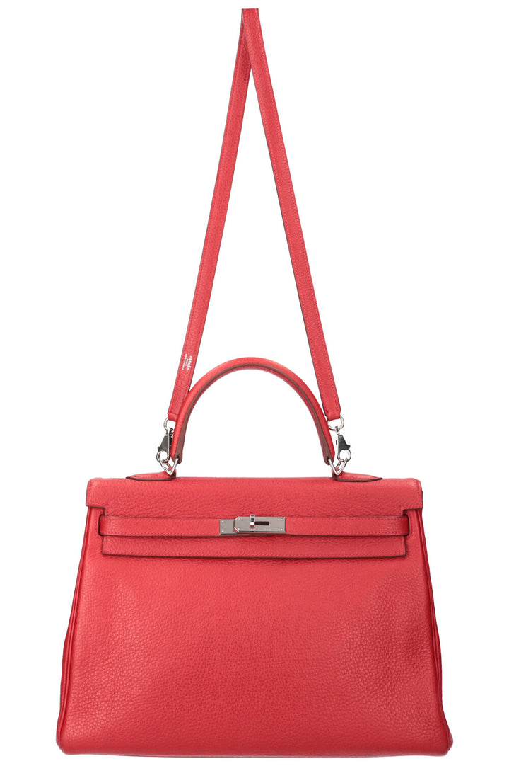 HERMÈS Sac Kelly 35 Palladium Hardware Togo Rouge