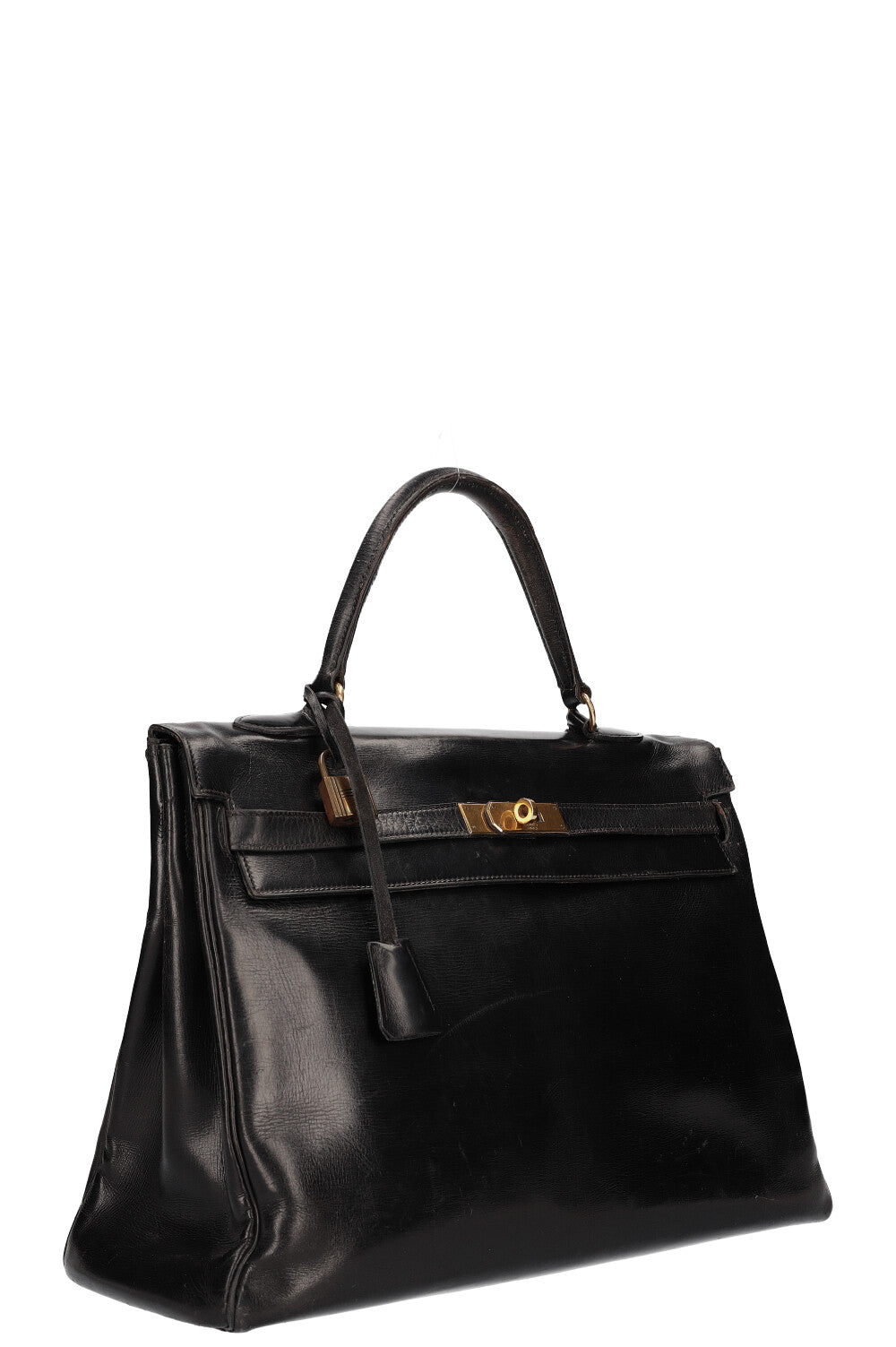 Hermès Black, Neutrals Toile & Box Kelly Retourne 35 35cm 