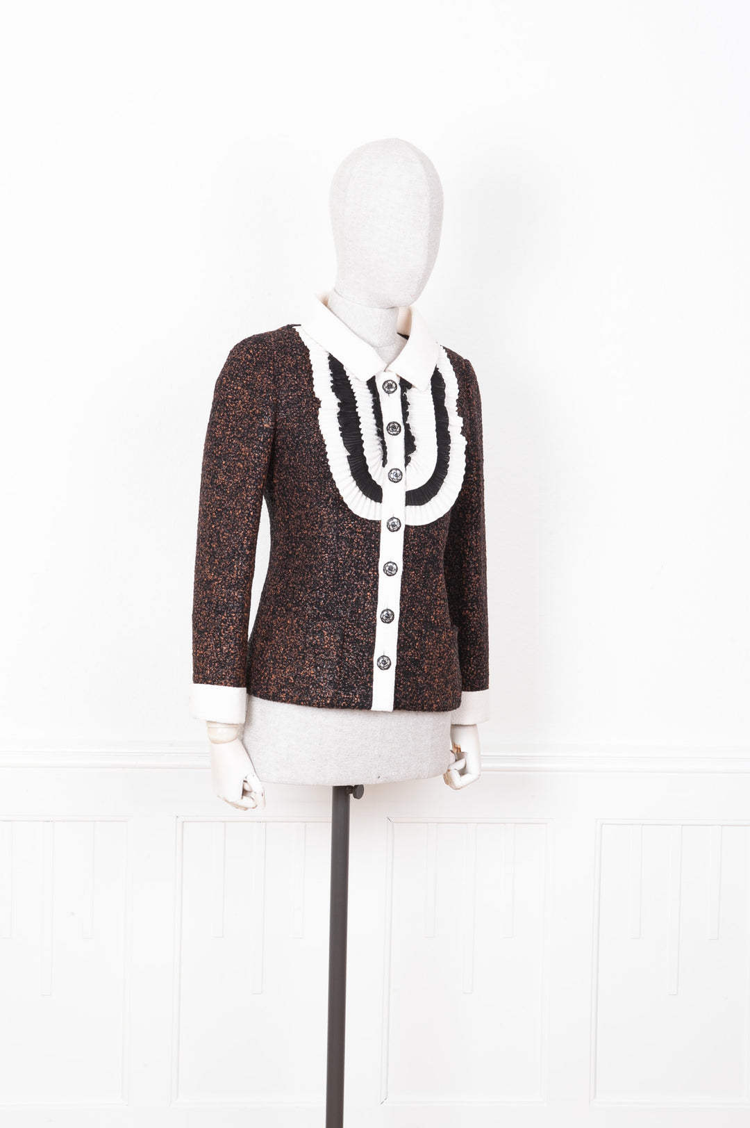 CHANEL Veste Marron et Blanc Automne 2015