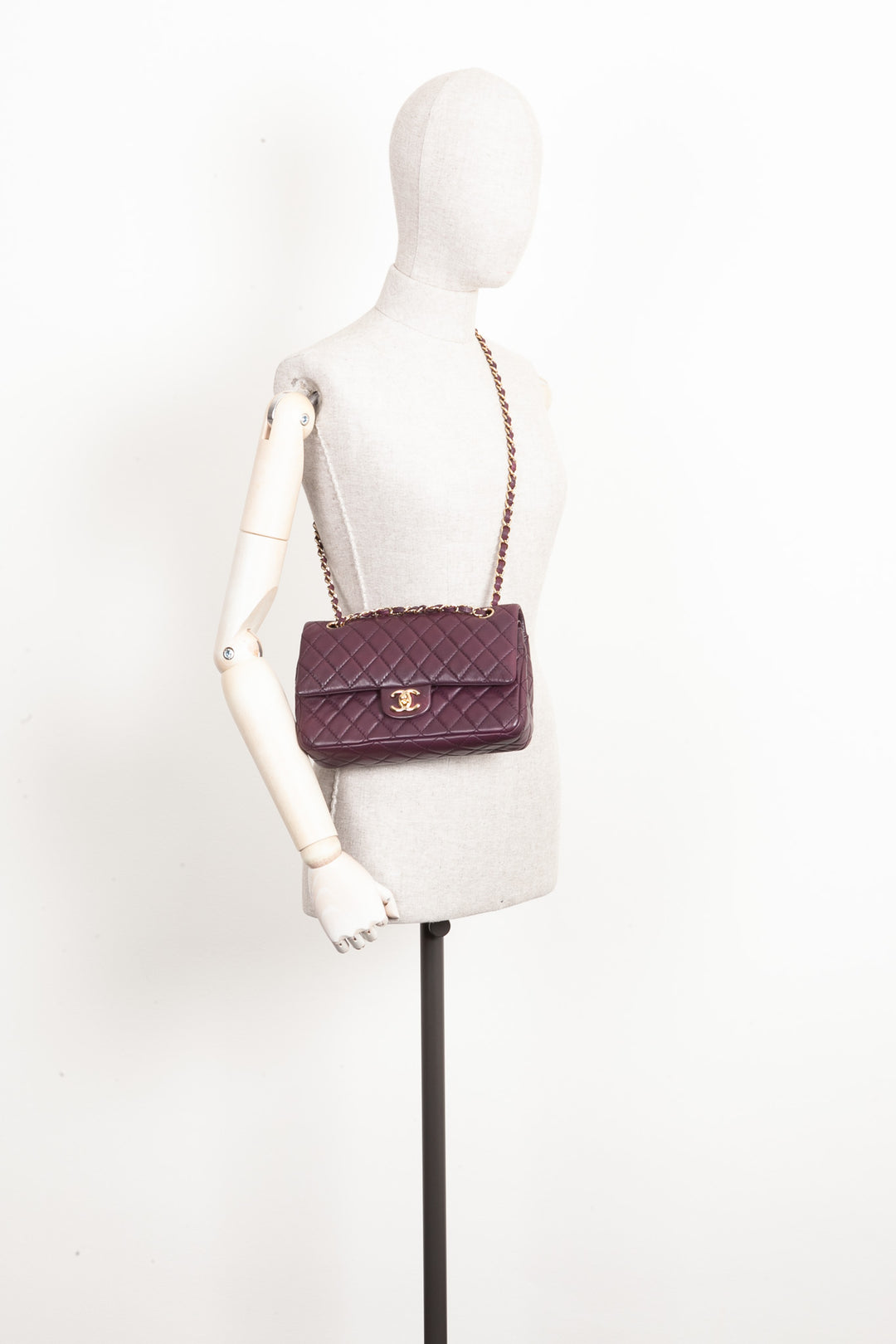 CHANEL Medium Double Flap Bag Aubergine