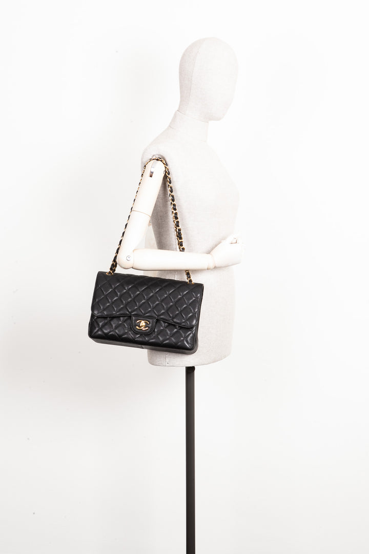 CHANEL Jumbo SIngle Flap Bag Caviar Black