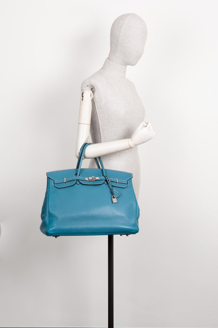 HERMÈS Birkin 40 Clémence Bleu Jean