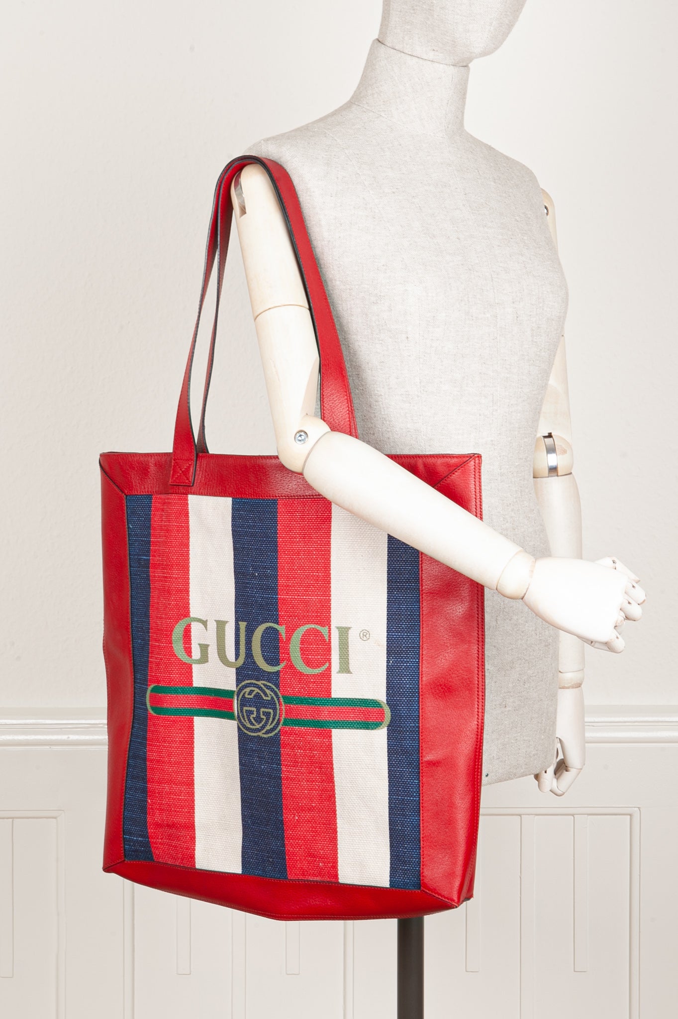 Gucci blue and on sale red striped bag