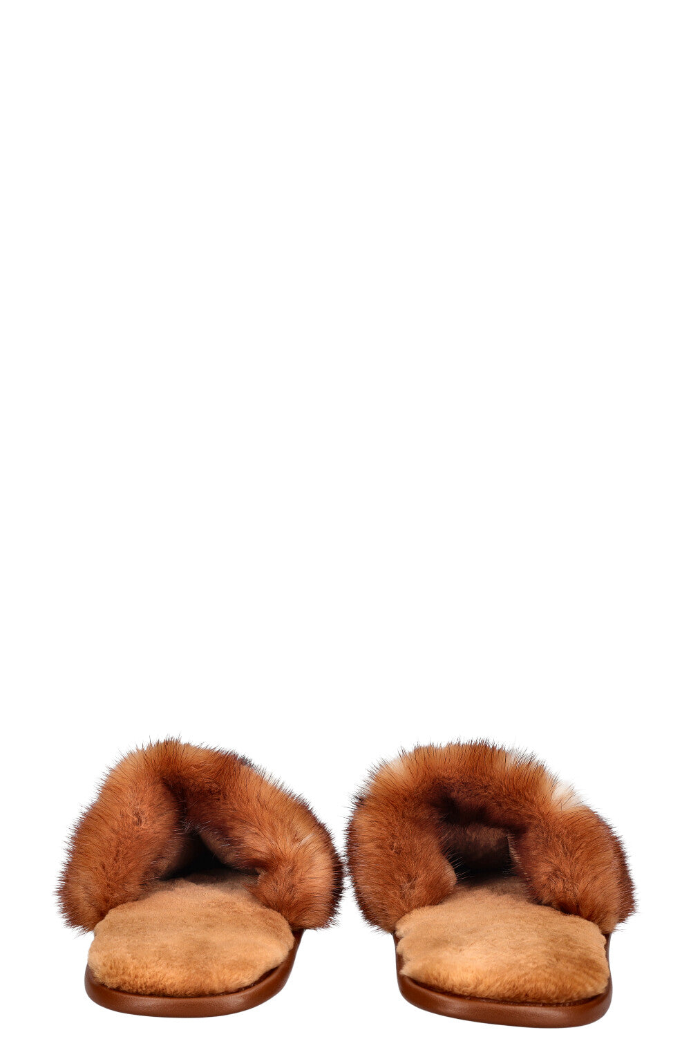 LOUIS VUITTON Mink Fur Homey Flat Mules 37-38 Natural Beige 509048