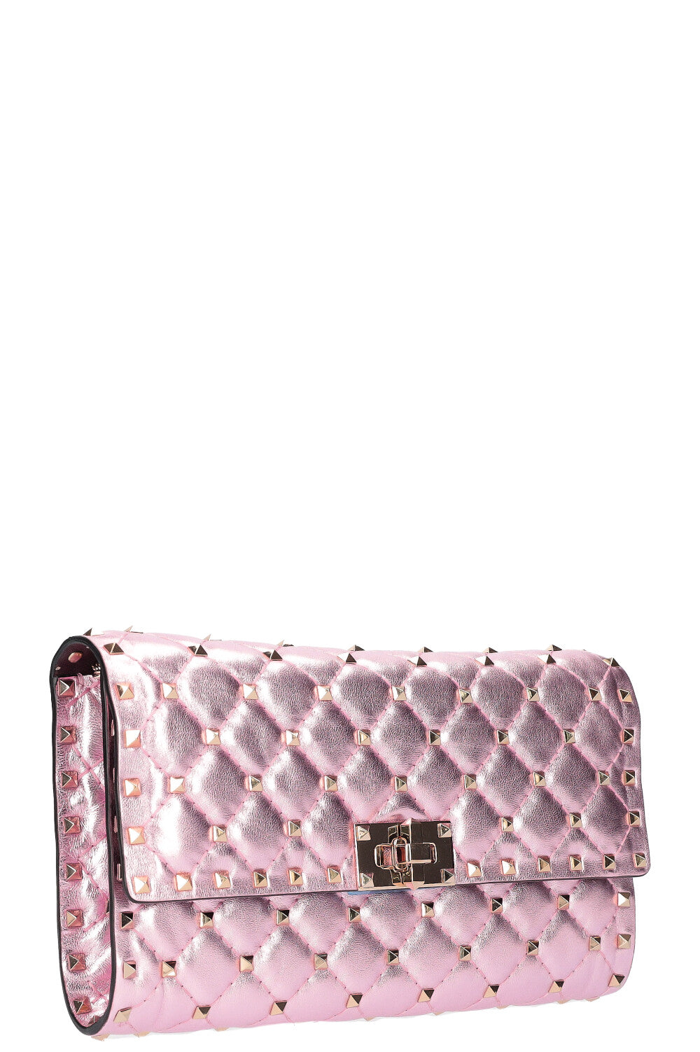 Valentino Garavani Rockstud Spike Pink Leather Studs Chain Clutch Wall –  AvaMaria